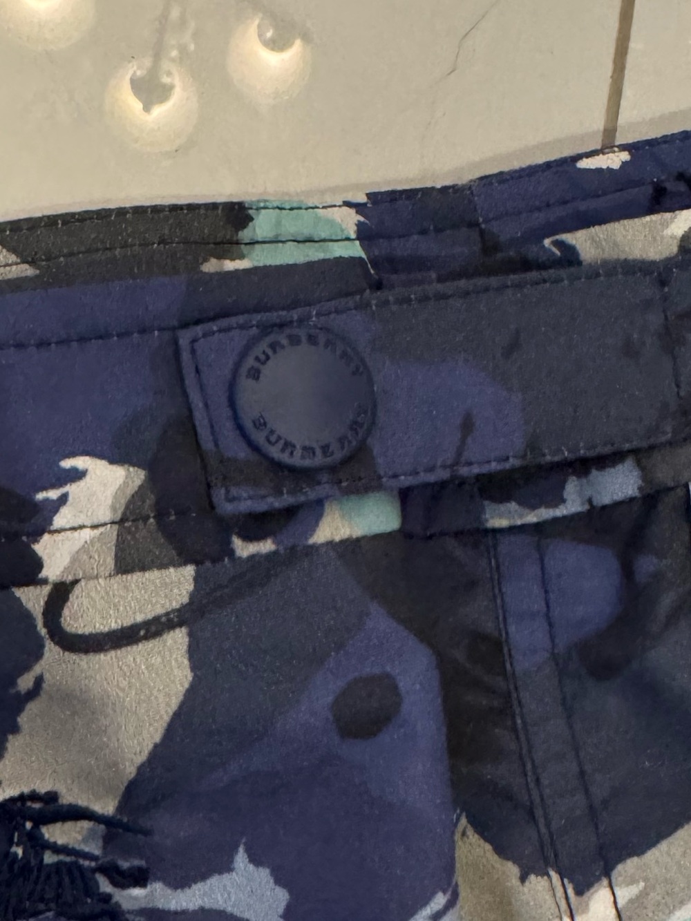 Burberry Abstract Floral Print Shorts in Blue, Gray and Black - Picture 10 of 10